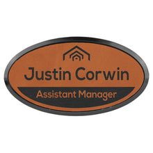 Load image into Gallery viewer, Rawhide 3" x 1 1/2" Laserable Leatherette Oval Badge & Frame