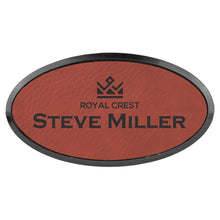 Load image into Gallery viewer, 3" x 1 1/2" Rose Laserable Leatherette Oval Badge & Frame