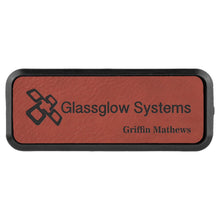 Load image into Gallery viewer, 3" x 1" Rose Laserable Leatherette Round Corner Badge & Frame