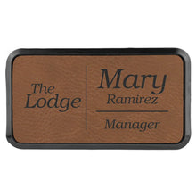 Load image into Gallery viewer, Dark Brown 3" x 1 1/2" Laserable Leatherette Round Corner Badge & Frame