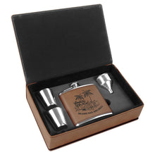 Load image into Gallery viewer, Dark Brown 6 oz. Laserable Leatherette Flask Gift Set