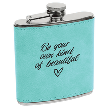 Load image into Gallery viewer, Teal 6 oz. Laserable Leatherette Stainless Steel Flask
