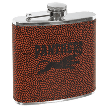 Load image into Gallery viewer, Football 6 oz. Laserable Leatherette Stainless Steel Flask