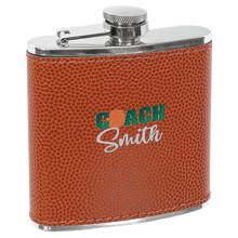 Load image into Gallery viewer, Basketball 6 oz. Laserable Leatherette Stainless Steel Flask