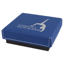 Load image into Gallery viewer, Blue/Silver 3 1/2" x 3 1/2" Medal Box with Laserable Leatherette Lid