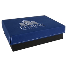 Load image into Gallery viewer, Blue/Silver 7 3/8" x 5 3/4" Gift Box with Laserable Leatherette Lid