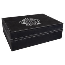 Load image into Gallery viewer, Black/Silver 8" x 6 3/8" Laserable Leatherette Premium Gift Box