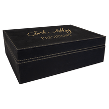 Load image into Gallery viewer, Black/Gold 10 1/4" x 7 1/2" Laserable Leatherette Premium Gift Box