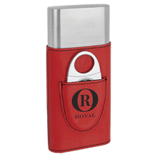 Load image into Gallery viewer, Red Laserable Leatherette Cigar Case with Cutter
