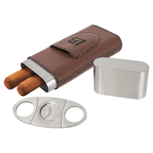 Load image into Gallery viewer, Football Laserable Leatherette Cigar Case with Cutter