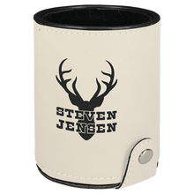 Load image into Gallery viewer, White Laserable Leatherette Dice Cup with 5 Dice