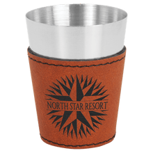 Load image into Gallery viewer, Rawhide 2 oz. Laserable Leatherette & Stainless Steel Shot Glass