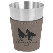 Load image into Gallery viewer, Gray 2 oz. Laserable Leatherette & Stainless Steel Shot Glass