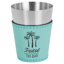 Load image into Gallery viewer, Teal 2 oz. Laserable Leatherette & Stainless Steel Shot Glass