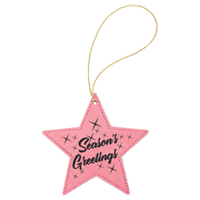 Load image into Gallery viewer, Pink Gold Laserable Leatherette Star Ornament with String