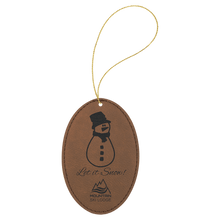 Load image into Gallery viewer, Dark Brown Gold Laserable Leatherette Oval Ornament with String