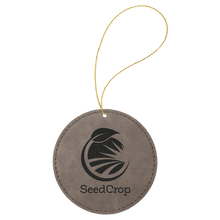 Load image into Gallery viewer, Gray Gold Laserable Leatherette Round Ornament with String