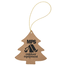 Load image into Gallery viewer, Light Brown Gold Laserable Leatherette Tree Ornament with String