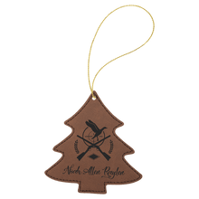Load image into Gallery viewer, Dark Brown Gold Laserable Leatherette Tree Ornament with String