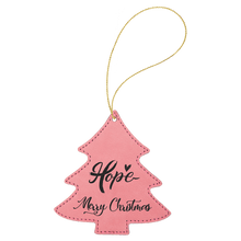 Load image into Gallery viewer, Pink Gold Laserable Leatherette Tree Ornament with String