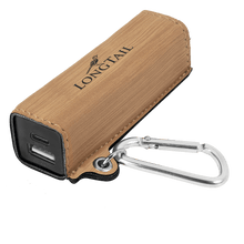 Load image into Gallery viewer, Bamboo Laserable Leatherette 2200 mAh Power Bank with USB-C Cord