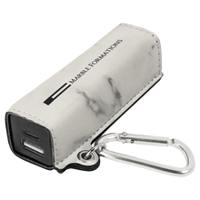 Load image into Gallery viewer, White Marble Laserable Leatherette 2200 mAh Power Bank with USB-C Cord
