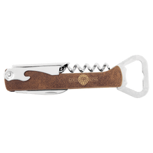 Load image into Gallery viewer, Rustic/Gold Laserable Leatherette Wine Bottle Opener