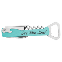 Load image into Gallery viewer, Teal Laserable Leatherette Wine Bottle Opener