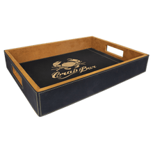 Load image into Gallery viewer, Black/Gold 16" x 12" Laserable Leatherette Serving Tray