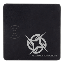 Load image into Gallery viewer, Black/Silver 8" x 8" Laserable Leatherette Phone Charging Mat