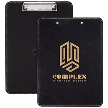 Load image into Gallery viewer, Black/Gold 9" x 12 1/2" Laserable Leatherette Clipboard