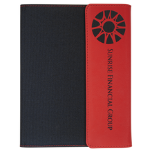 Load image into Gallery viewer, Red Laserable Leatherette / Black 7" x 9" Canvas Portfolio with Notepad