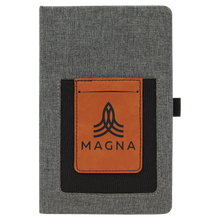 Load image into Gallery viewer, Gray w/Rawhide 5 1/4" x 8 1/4" Laserable Leatherette Journal with Cell/Card Slot