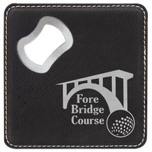 Load image into Gallery viewer, Black/Silver 3 4" x 4" Square Laserable Leatherette 6-Coaster Set