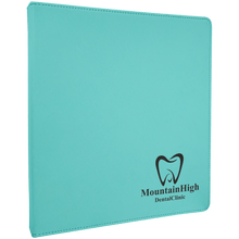 Load image into Gallery viewer, Teal 10 1/2" x 11 1/2" Laserable Leatherette 3 Ring Binder with 1" Slant D Rings
