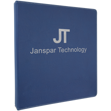 Load image into Gallery viewer, Blue/Silver 10 1/2" x 11 1/2" Laserable Leatherette 3 Ring Binder with 1" Slant D Rings