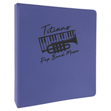 Load image into Gallery viewer, Purple/Black 10 1/2" x 11 1/2" Laserable Leatherette 3 Ring Binder with 1" Slant D Rings