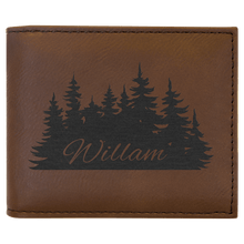 Load image into Gallery viewer, Dark Brown Laserable Leatherette Bi-Fold Wallet w/Flip ID Display