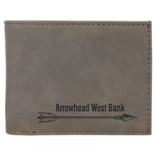 Load image into Gallery viewer, Gray Laserable Leatherette Bi-Fold Wallet w/Flip ID Display