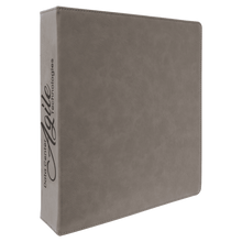 Load image into Gallery viewer, Gray 11" x 11 1/2" Laserable Leatherette 3 Ring Binder with 2" Slant D Rings