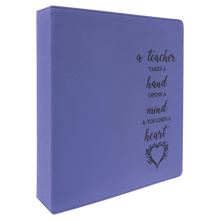 Load image into Gallery viewer, Purple/Black 11" x 11 1/2" Laserable Leatherette 3 Ring Binder with 2" Slant D Rings
