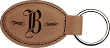 Load image into Gallery viewer, Dark Brown 3" x 1 3/4" Laserable Leatherette Oval Keychain