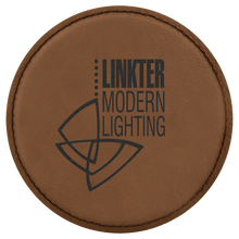Load image into Gallery viewer, Dark Brown 2 4" Round Laserable Leatherette 6-Coaster Set