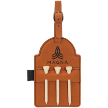 Load image into Gallery viewer, Rawhide 5" x 3 1/4" Laserable Leatherette Golf Bag Tag with 3 Wooden Tees