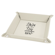 Load image into Gallery viewer, White Laserable Leatherette Snap Up Tray with Silver 6" x 6" Snaps