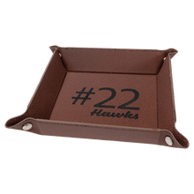 Load image into Gallery viewer, Football Silver 6" x 6" Laserable Leatherette Snap Up Tray with Snaps