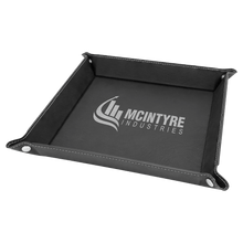 Load image into Gallery viewer, Black/Silver Laserable Leatherette Snap Up Tray with Silver 9" x 9" Snaps