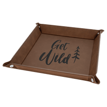 Load image into Gallery viewer, Dark Brown Laserable Leatherette Snap Up Tray with Silver 9" x 9" Snaps