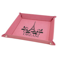 Load image into Gallery viewer, Pink Laserable Leatherette Snap Up Tray with Silver 9" x 9" Snaps