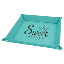 Load image into Gallery viewer, Teal Laserable Leatherette Snap Up Tray with Silver 9" x 9" Snaps